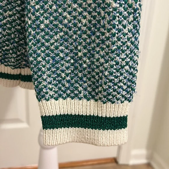Maje Maitresse Green Lurex Metallic Threaded Cardigan Sweater Size 3, US Large - Picture 11 of 16